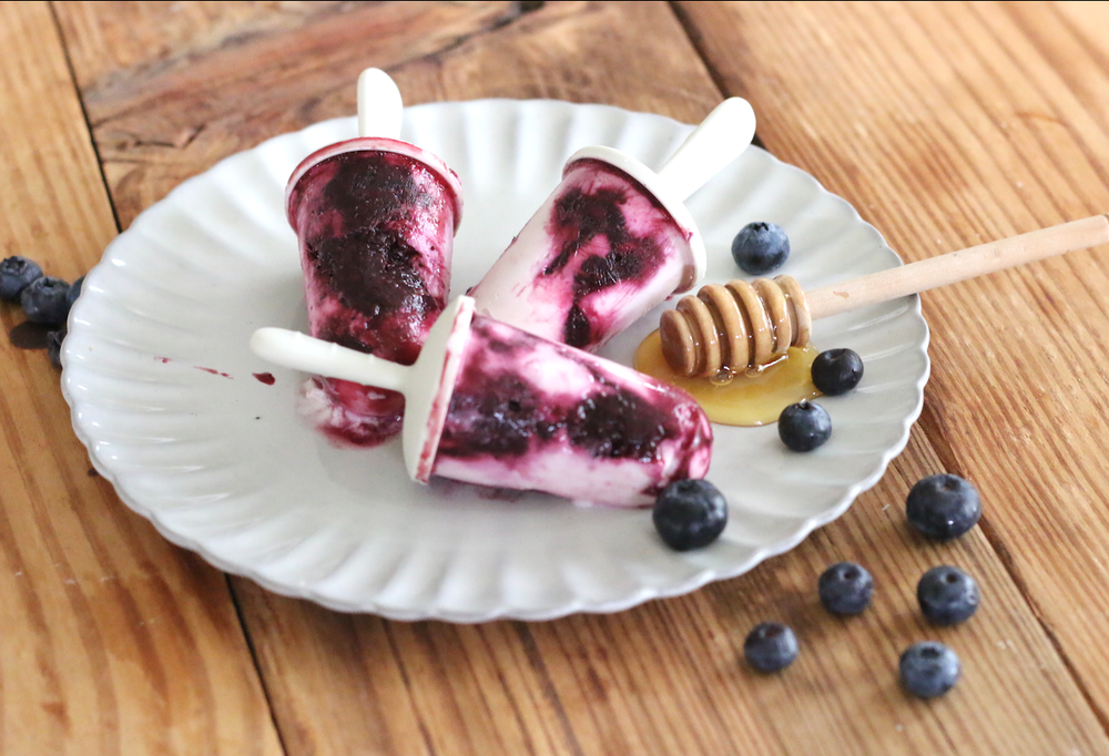 Swirled Honey Berries + Skyr Popsicles