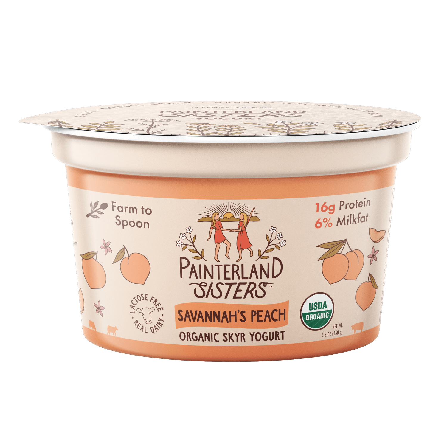Painterland Sisters Savannah's Peach Organic Skyr Yogurt - 5.3oz cup