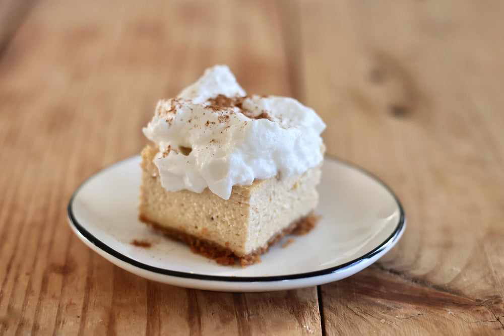 High Protein Pumpkin Spice Skyr Cheesecake Bars