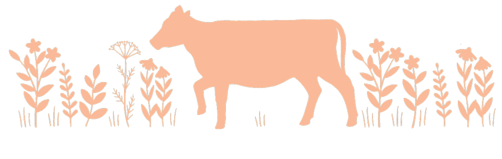Illustration of cow and flowers silhouette
