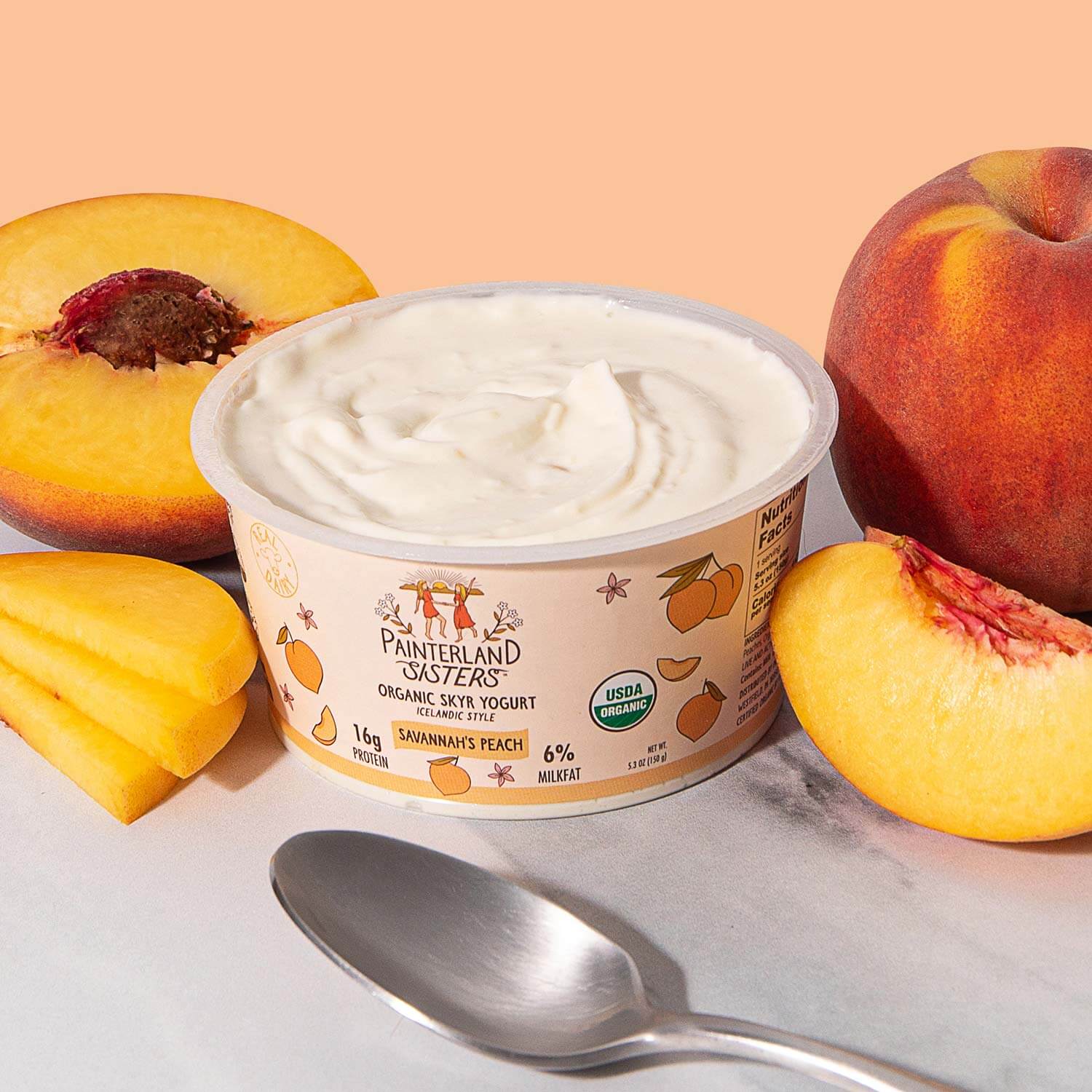 Painterland Sisters Savannah's Peach Organic Skyr Yogurt - 5.3oz cup